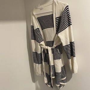 Black stripe cardigan with tie
